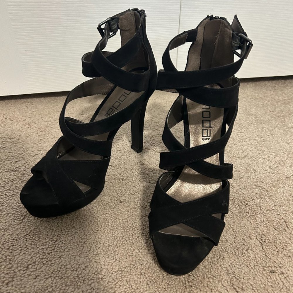 Strappy Black Suede Heels - Picture 8 of 8